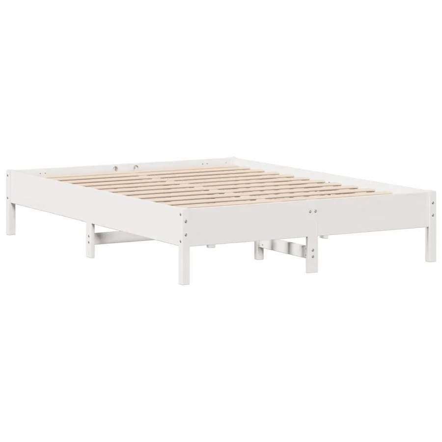 Cadre de lit sans matelas blanc 140x190 cm bois de pin massif - 7