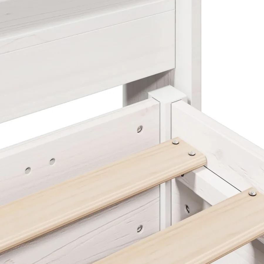 Cadre de lit sans matelas blanc 140x190 cm bois de pin massif - 9