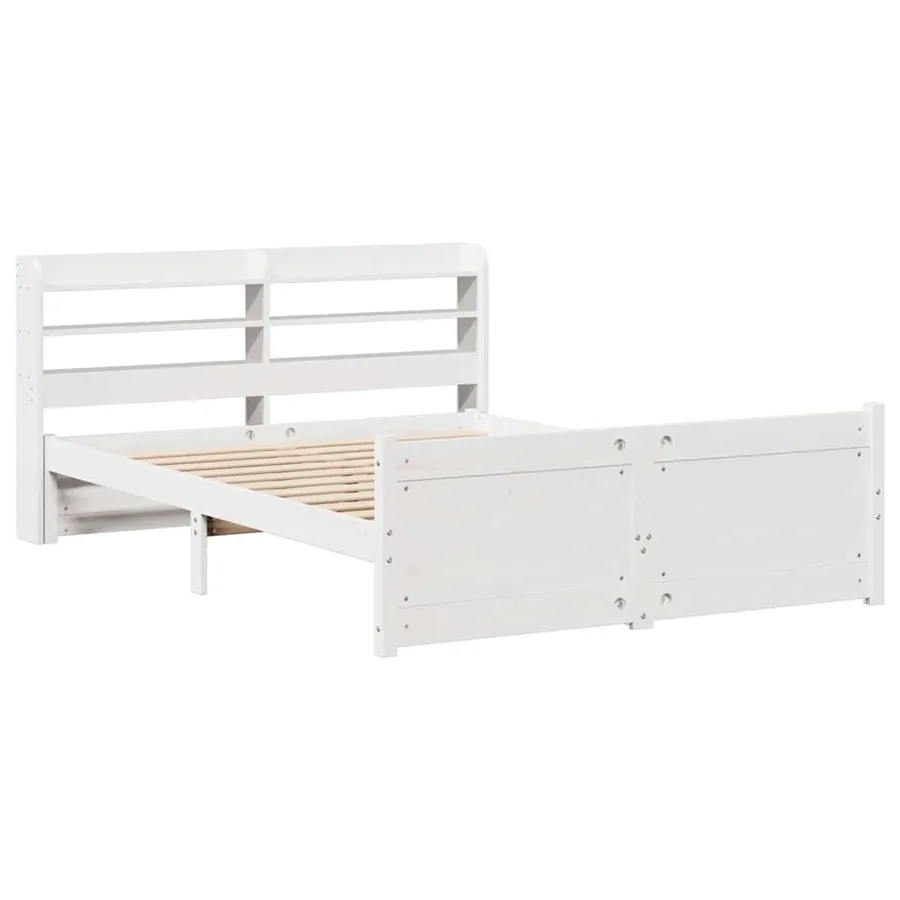 Cadre de lit avec tête de lit sans matelas blanc 140x200 cm - 3