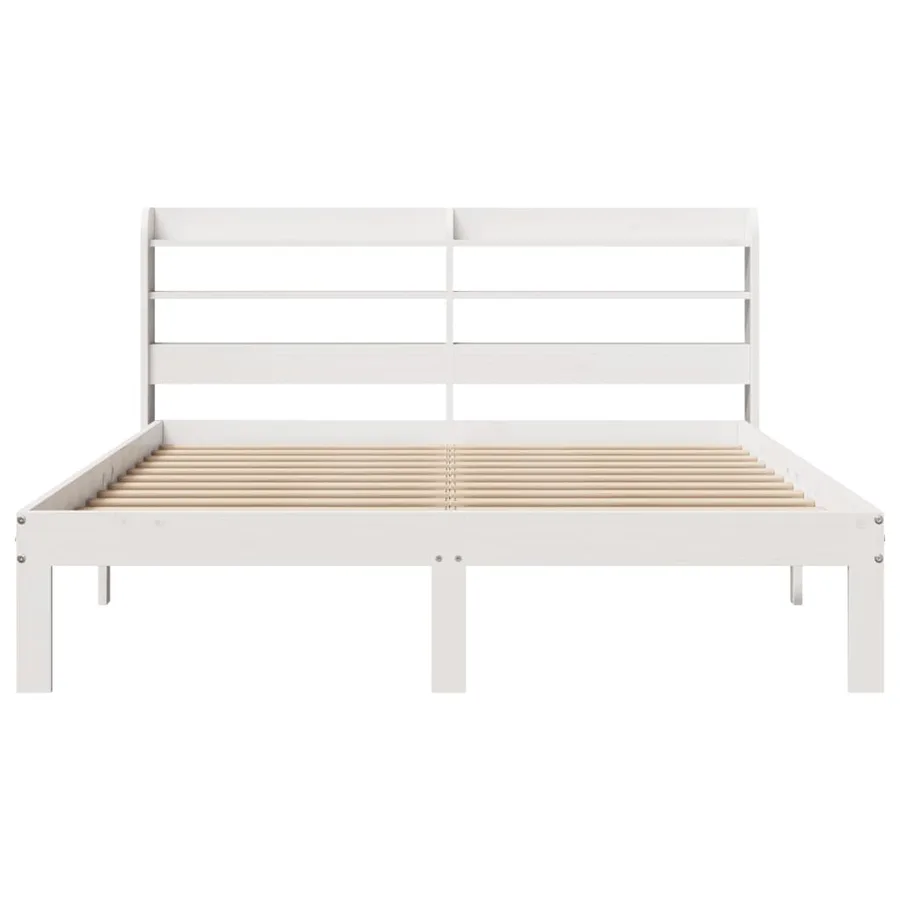 Cadre de lit avec tête de lit sans matelas blanc 140x200 cm - 4