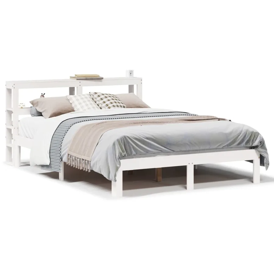 Cadre de lit avec tête de lit sans matelas blanc 150x200 cm - 2