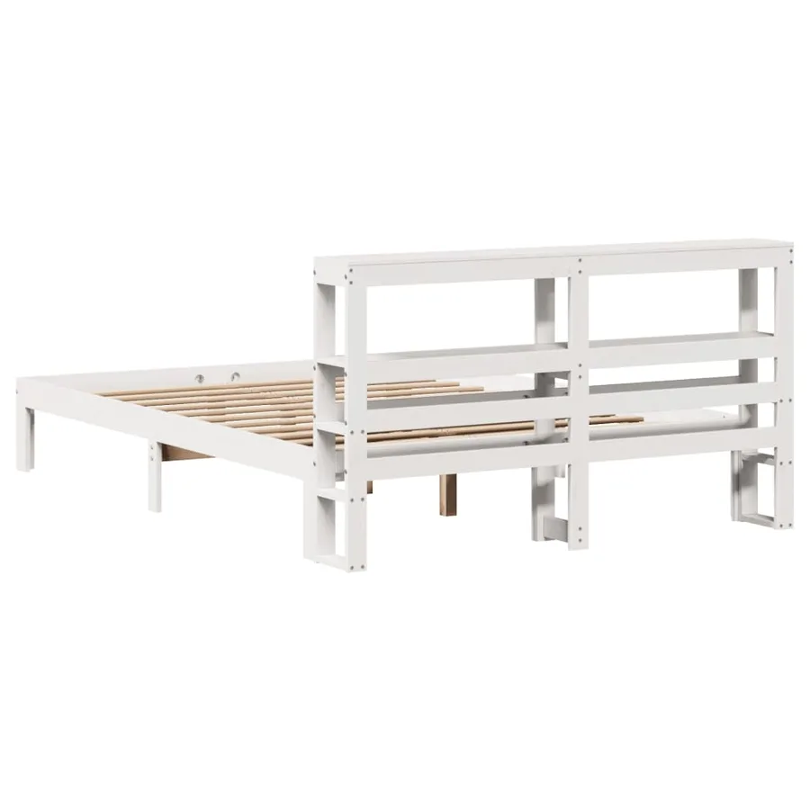 Cadre de lit avec tête de lit sans matelas blanc 150x200 cm - 6