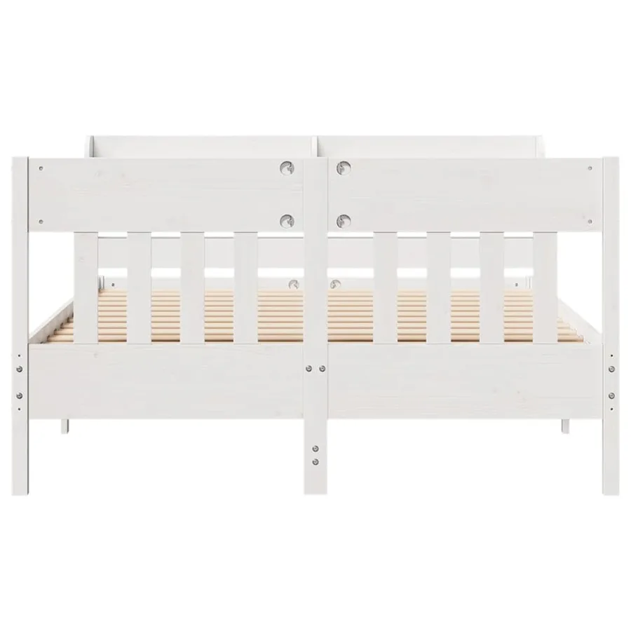 Cadre de lit sans matelas blanc 135x190 cm bois de pin massif - 4