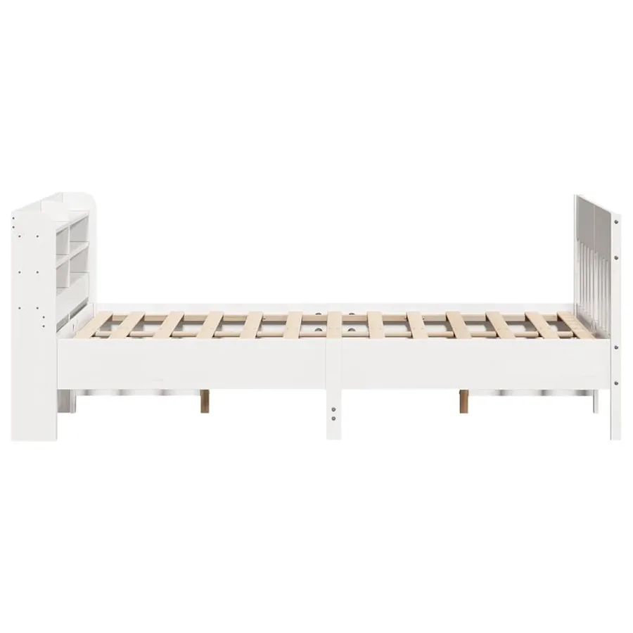 Cadre de lit sans matelas blanc 135x190 cm bois de pin massif - 5