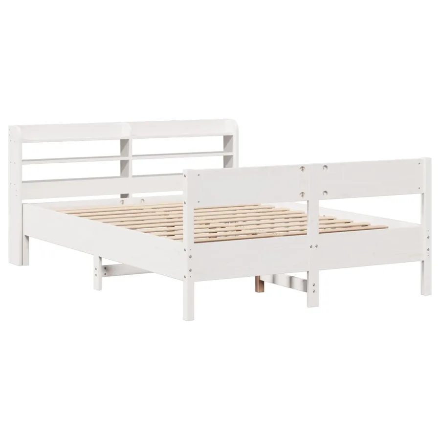 Cadre de lit sans matelas blanc 135x190 cm bois de pin massif - 3