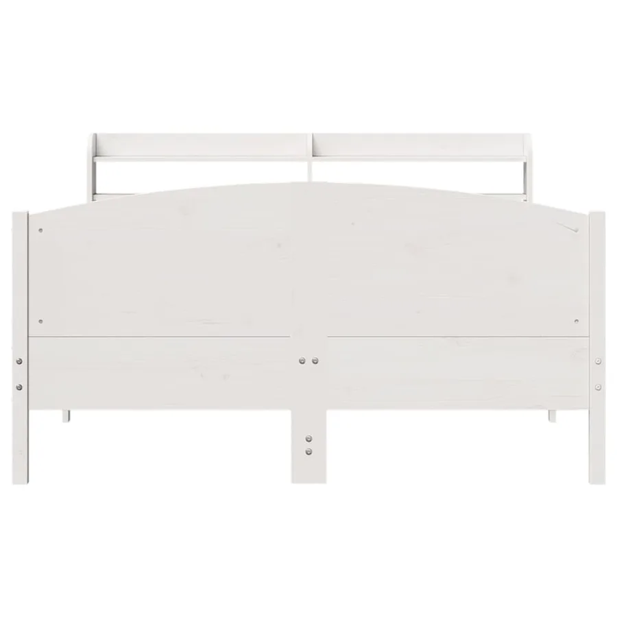 Cadre de lit sans matelas blanc 135x190 cm bois de pin massif - 4