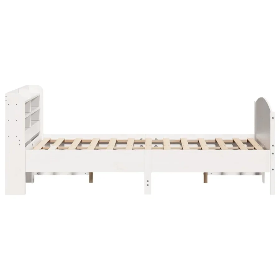 Cadre de lit sans matelas blanc 135x190 cm bois de pin massif - 5