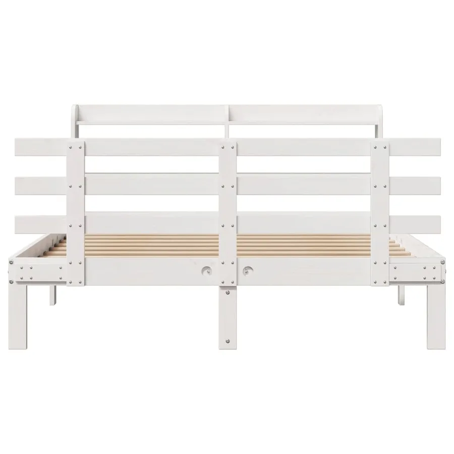 Cadre de lit et tête de lit sans matelas blanc 135x190 cm - 4