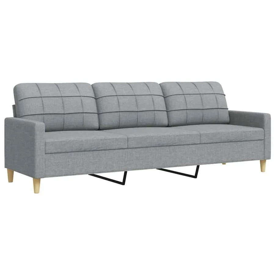 Canapé à 3 places Gris clair 210 cm Tissu - 2
