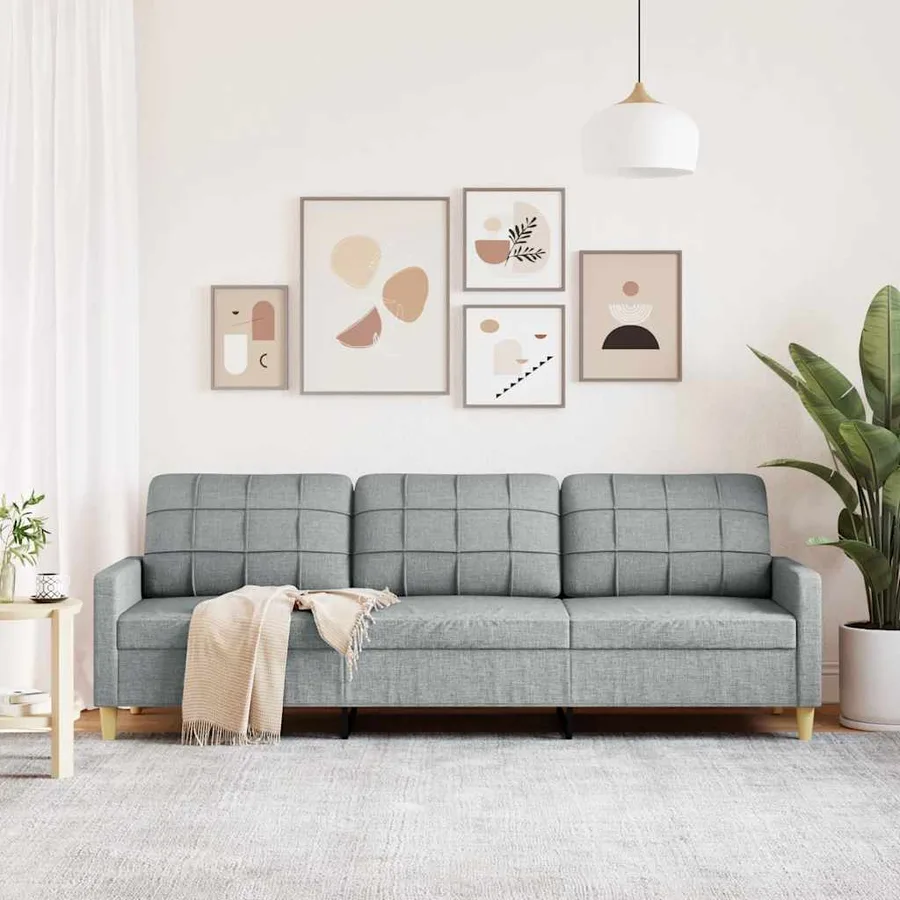 Canapé à 3 places Gris clair 210 cm Tissu - 3