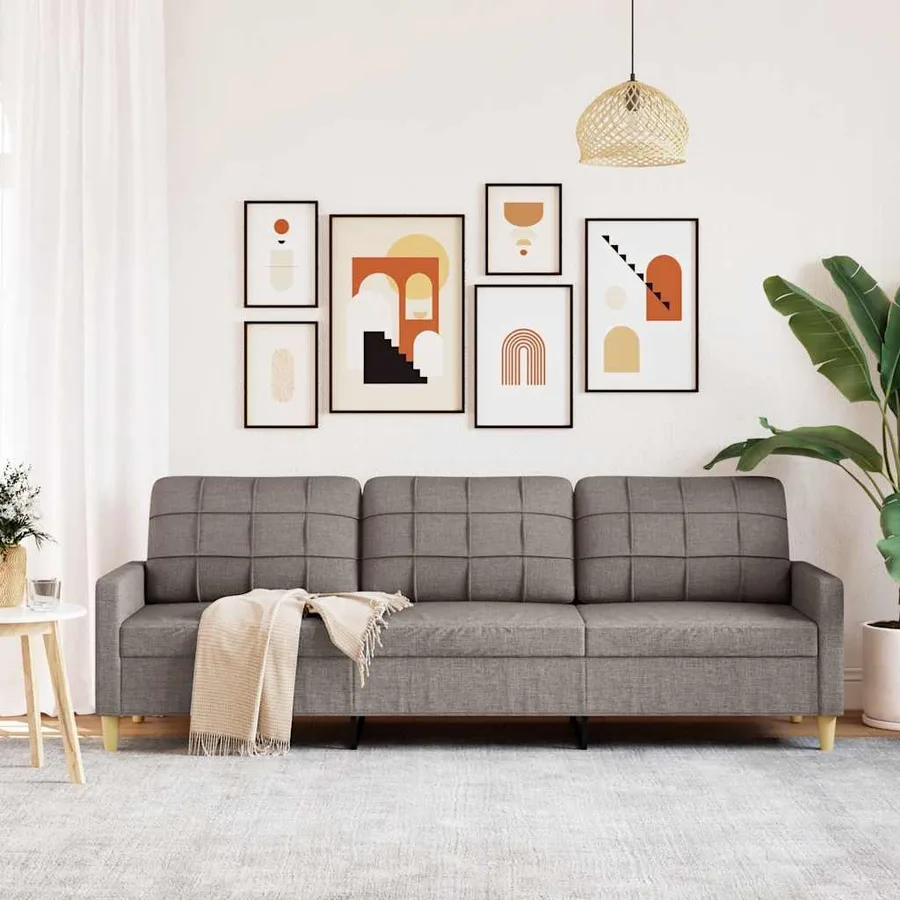 Canapé à 3 places Taupe 210 cm Tissu - 3