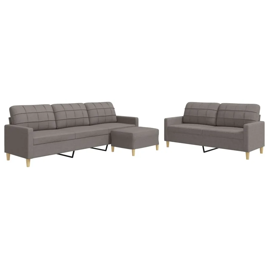 Ensemble de canapés 3 pcs avec repose-pied taupe tissu - 2