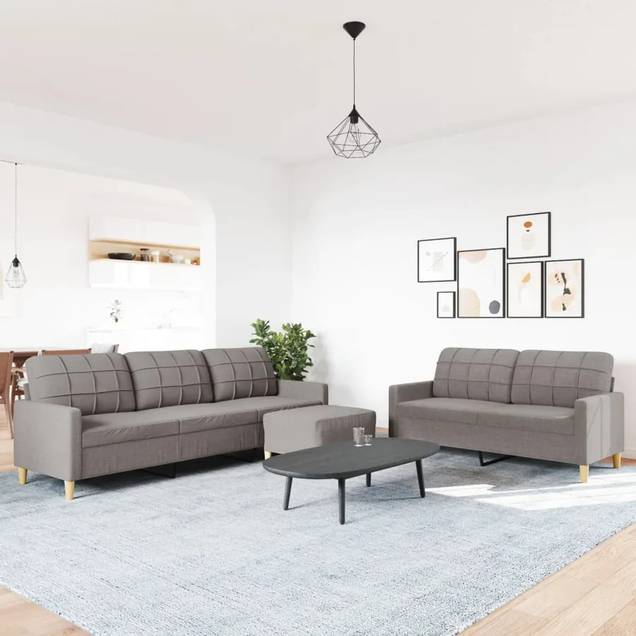 Ensemble de canapés 3 pcs avec repose-pied taupe tissu - 3
