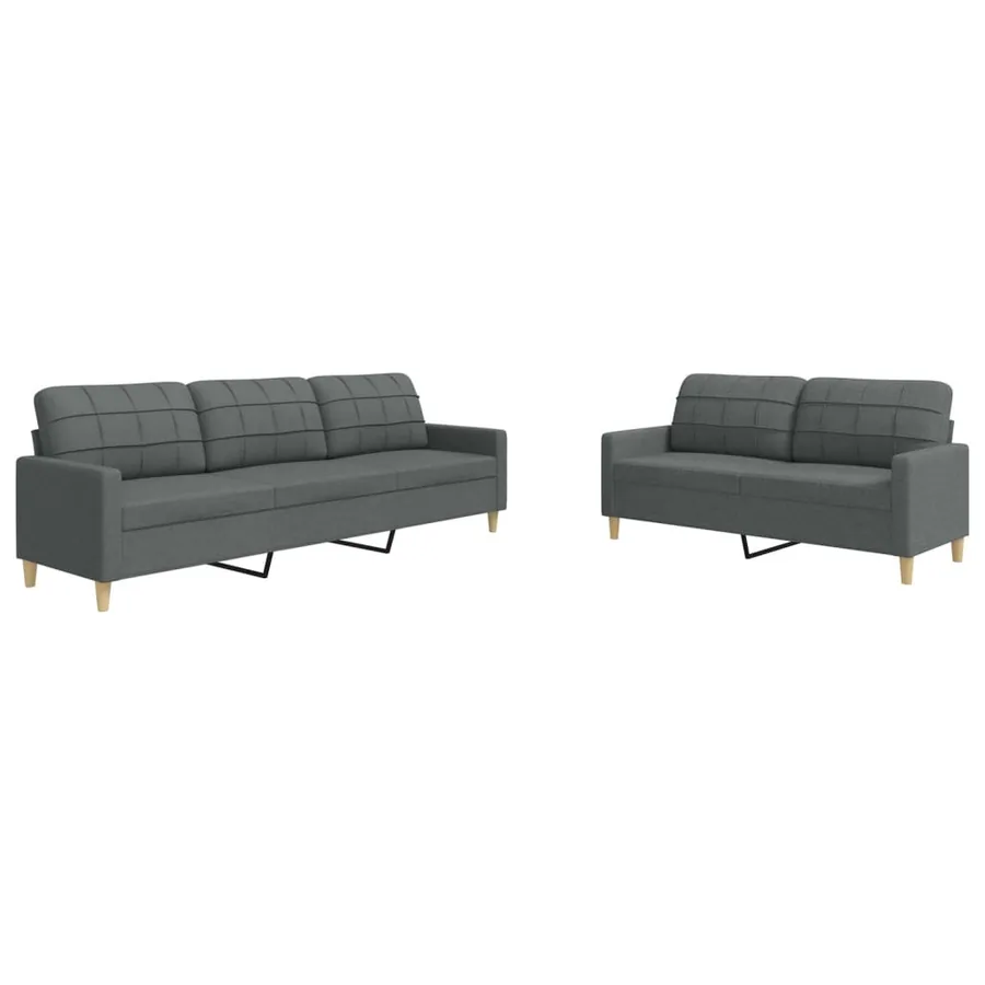 Ensemble de canapés 2 pcs gris foncé tissu - 2