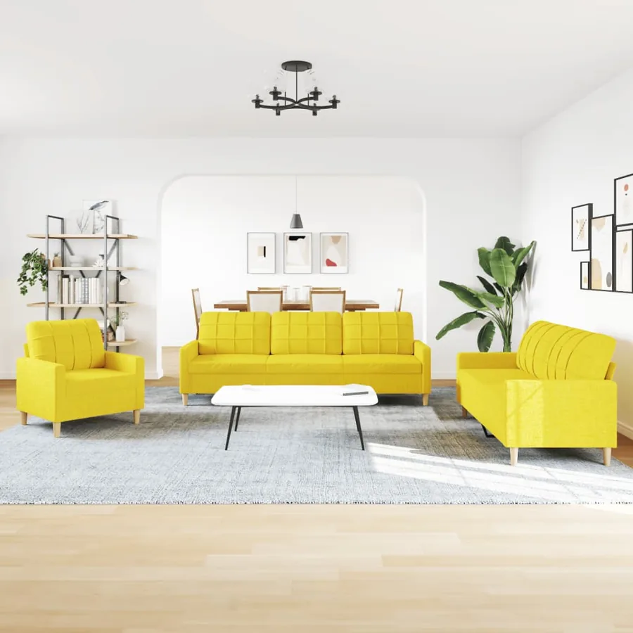 Ensemble de canapés 3 pcs jaune clair tissu - 3