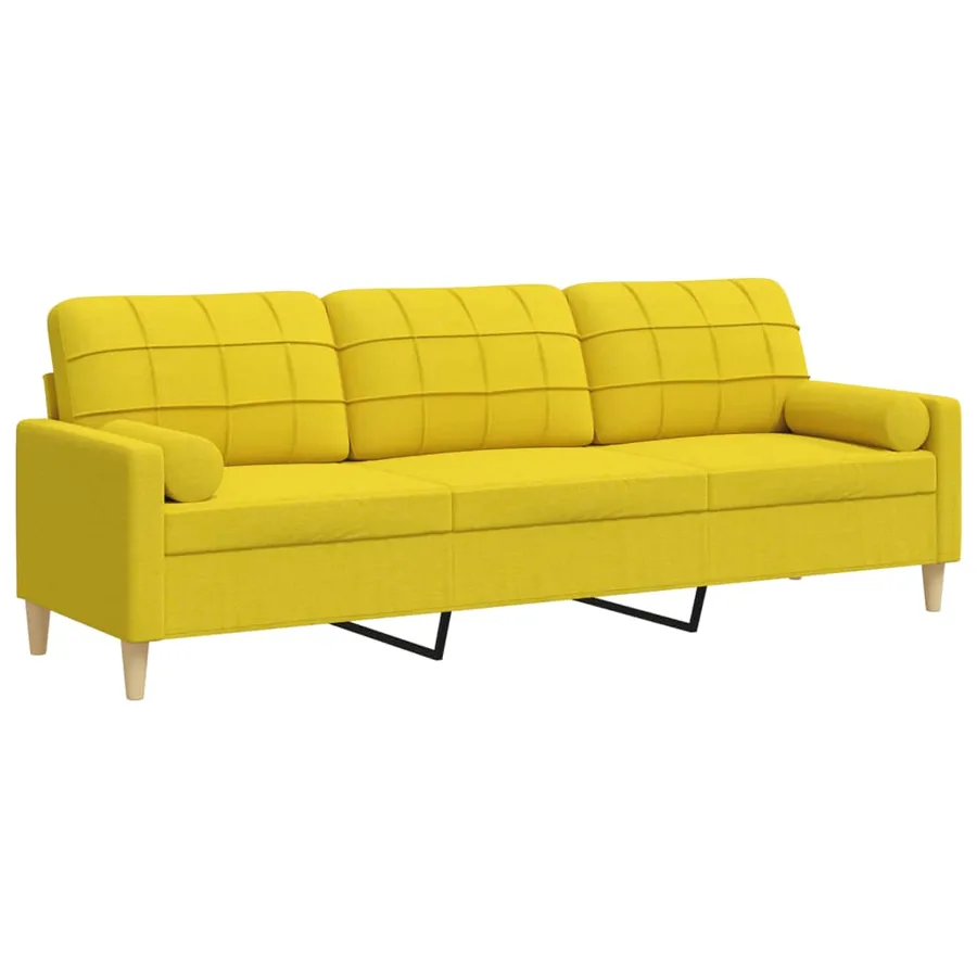 Canapé 3 places avec oreillers jaune clair 210 cm tissu - 2