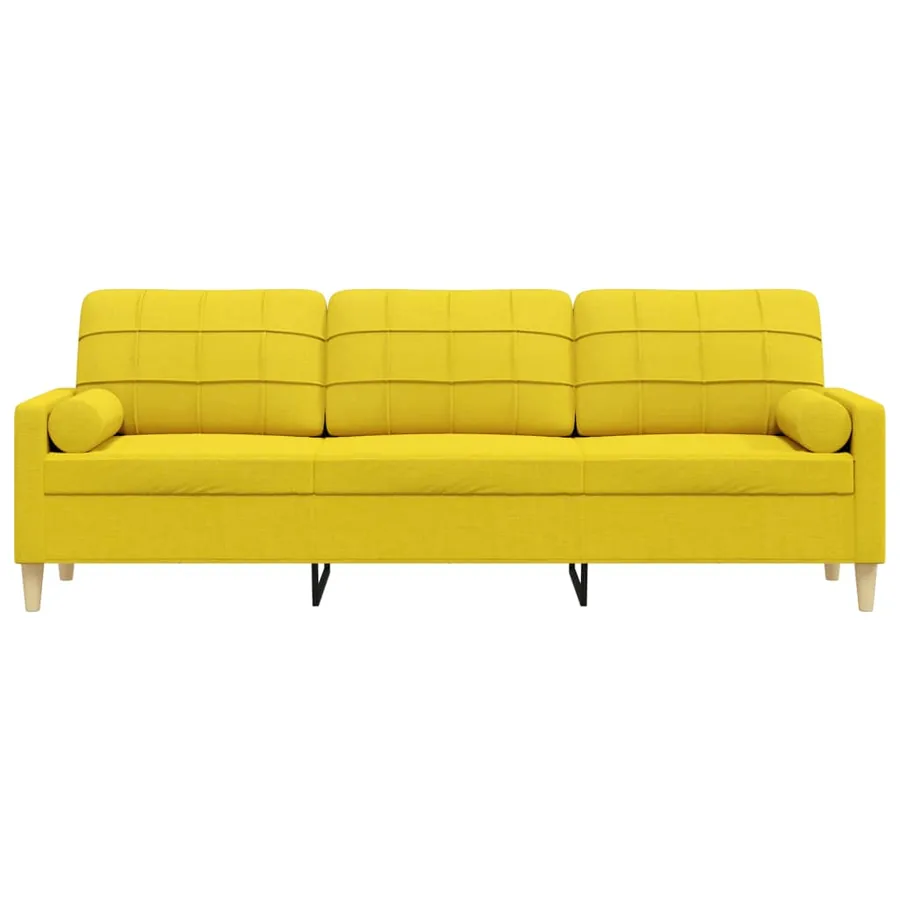 Canapé 3 places avec oreillers jaune clair 210 cm tissu - 3