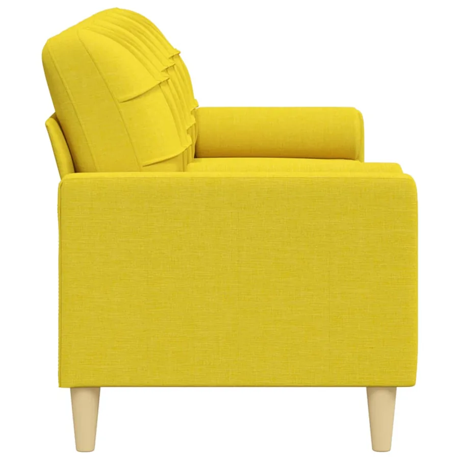 Canapé 3 places avec oreillers jaune clair 210 cm tissu - 4