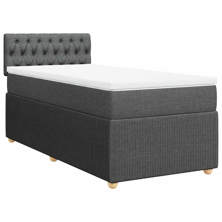 Sommier à lattes de lit et matelas Gris foncé 90x190 cm Tissu - 2