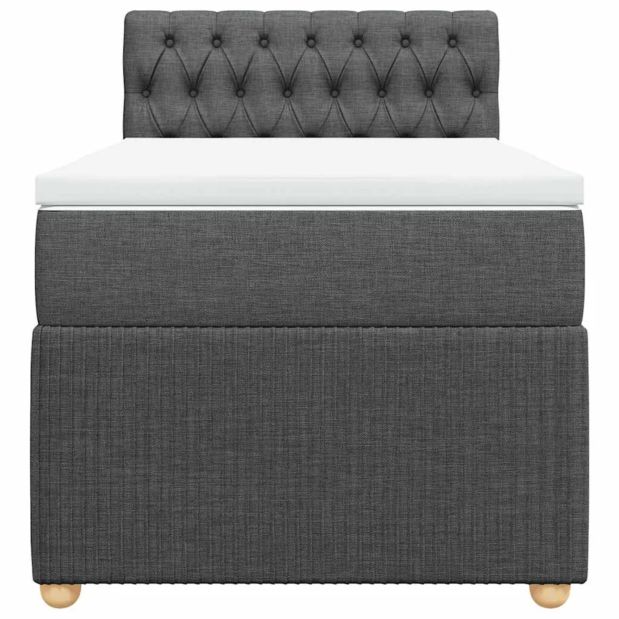 Sommier à lattes de lit et matelas Gris foncé 90x190 cm Tissu - 4
