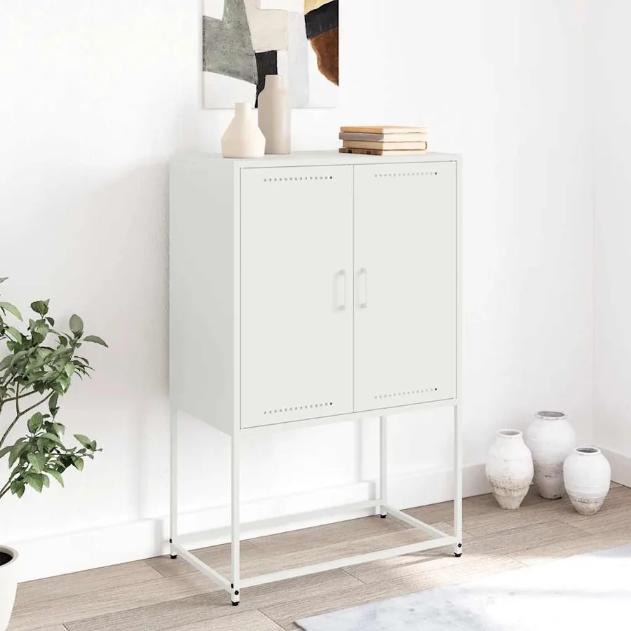 Buffet haut blanc 68,5x38,5x107 cm acier - 3