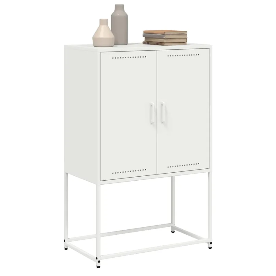 Buffet haut blanc 68,5x38,5x107 cm acier - 4