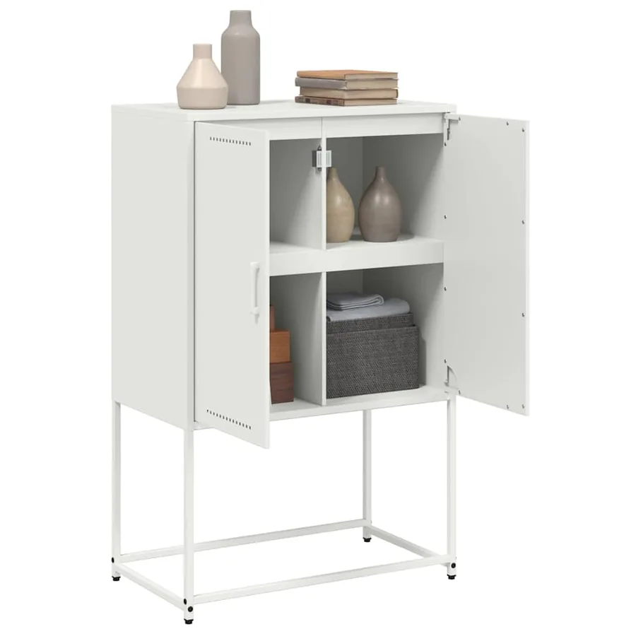 Buffet haut blanc 68,5x38,5x107 cm acier - 5