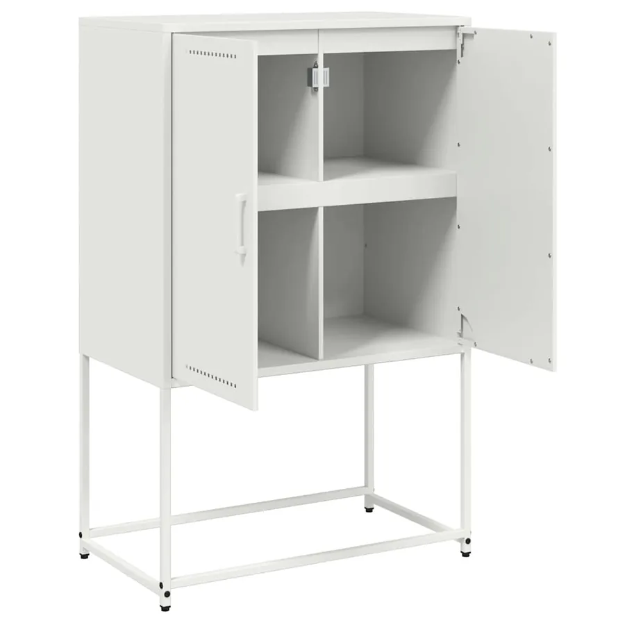 Buffet haut blanc 68,5x38,5x107 cm acier - 9
