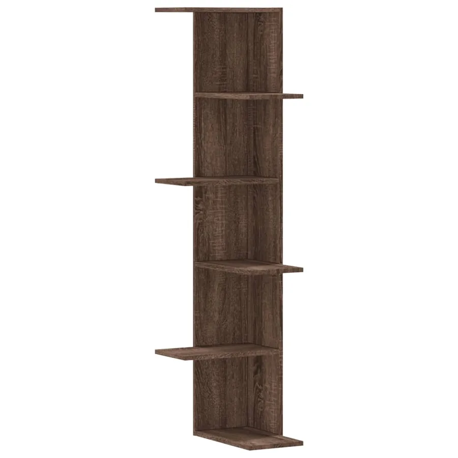 Étagère d'angle murale chêne marron bois d'ingénierie - 2