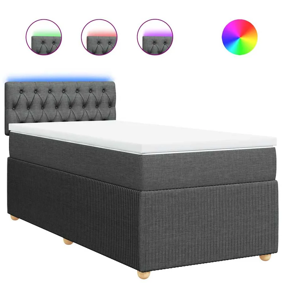 Sommier à lattes de lit et matelas Gris foncé 90x190 cm Tissu - 2
