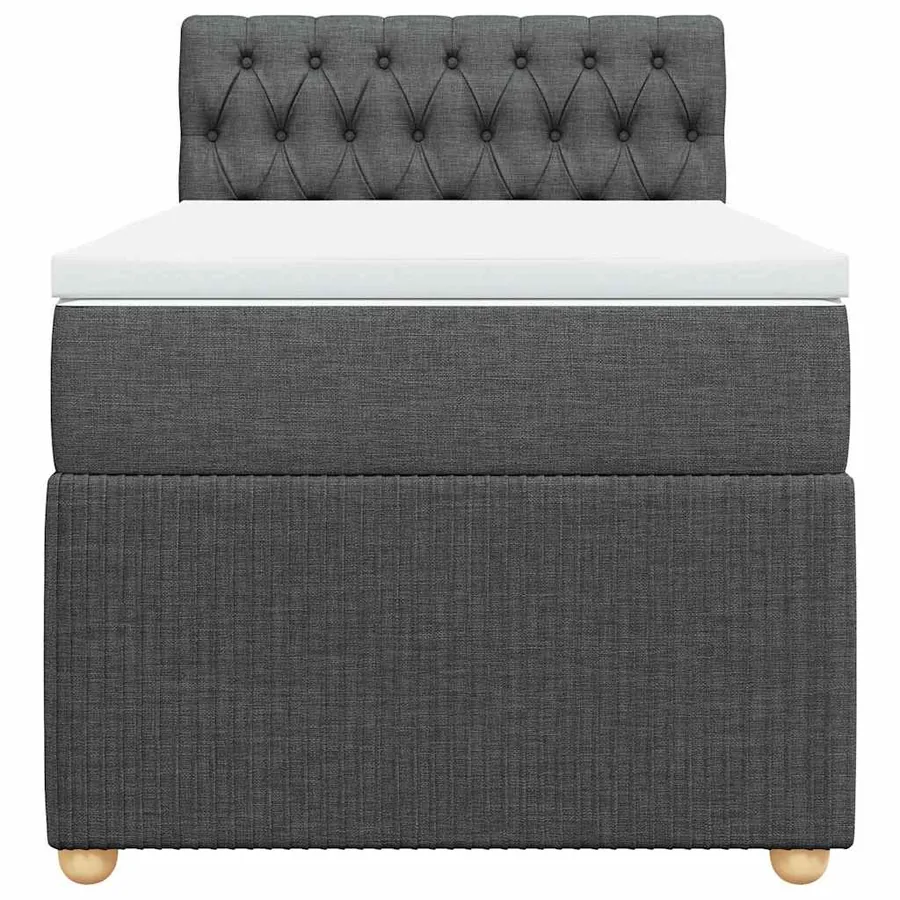 Sommier à lattes de lit et matelas Gris foncé 90x190 cm Tissu - 6