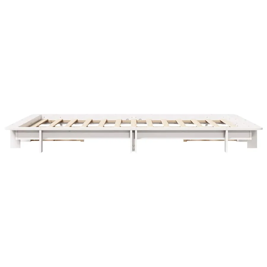 Cadre de lit sans matelas blanc 150x200 cm bois de pin massif - 5