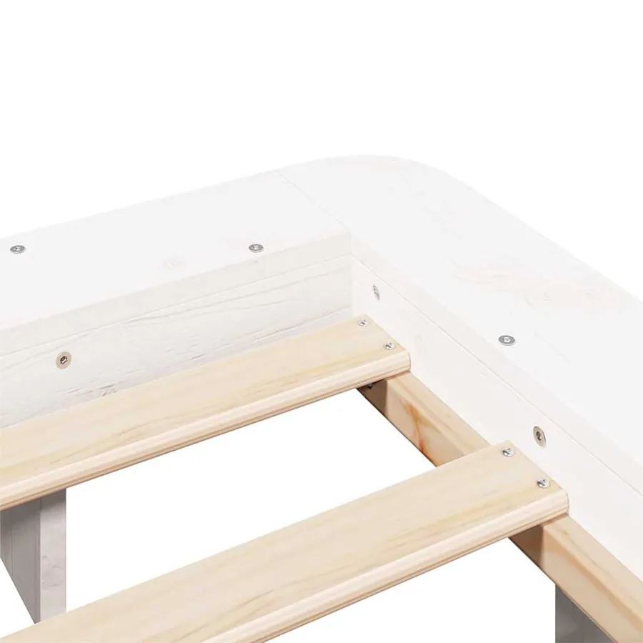 Cadre de lit sans matelas blanc 150x200 cm bois de pin massif - 7