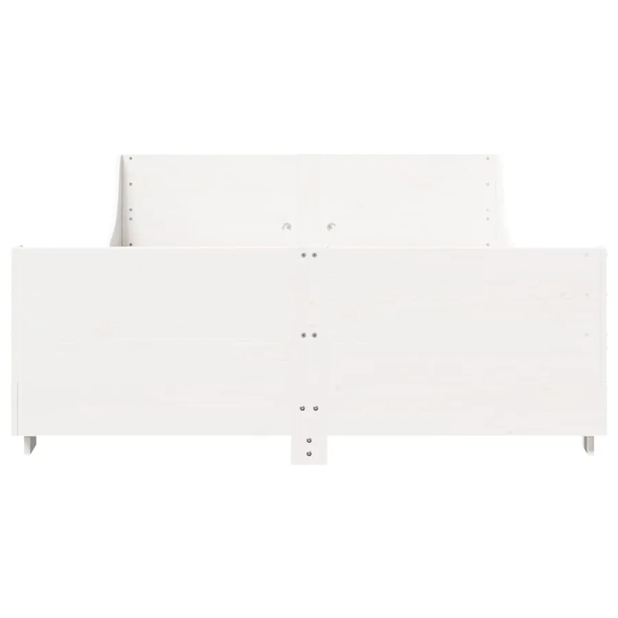 Cadre de lit sans matelas blanc 135x190 cm bois de pin massif - 4