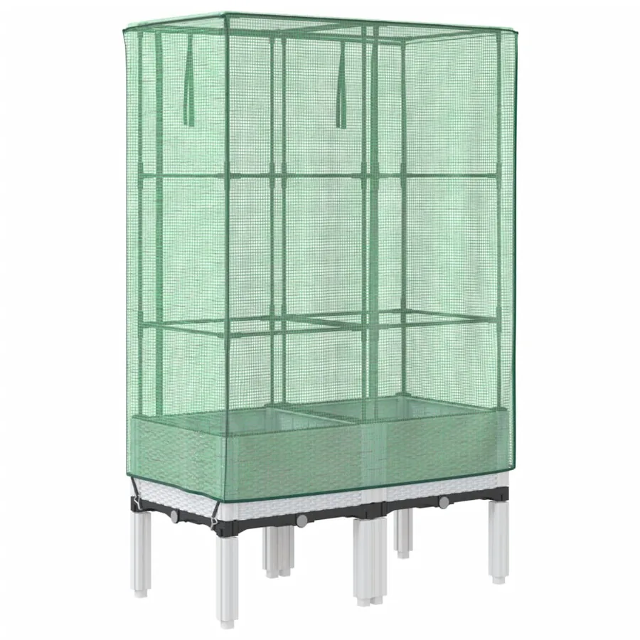 Jardinière surélevée avec housse aspect rotin 80x40x140 cm - 6