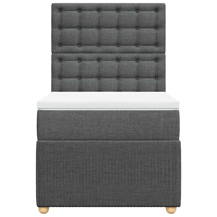 Sommier à lattes de lit et matelas Gris foncé 90x190 cm Tissu - 4