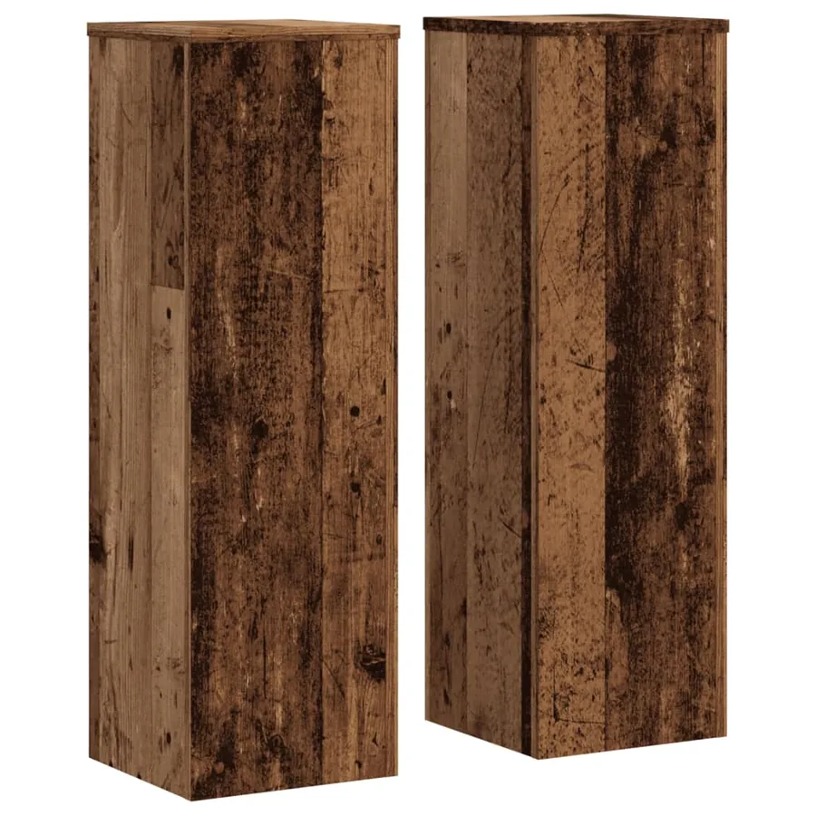 Supports pour plantes 2 pcs vieux bois bois d'ingénierie - 2