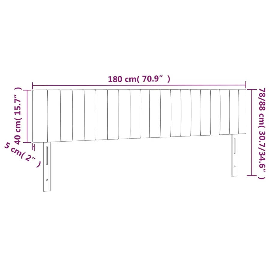 Tête de lit à LED Marron Foncé 180x5x78/88 cm Tissu - 6