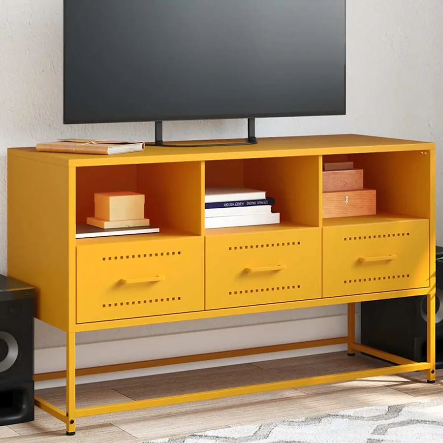 Meuble TV jaune moutarde 100,5x39x60,5 cm acier