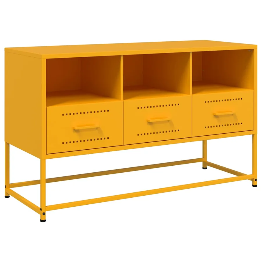 Meuble TV jaune moutarde 100,5x39x60,5 cm acier - 2