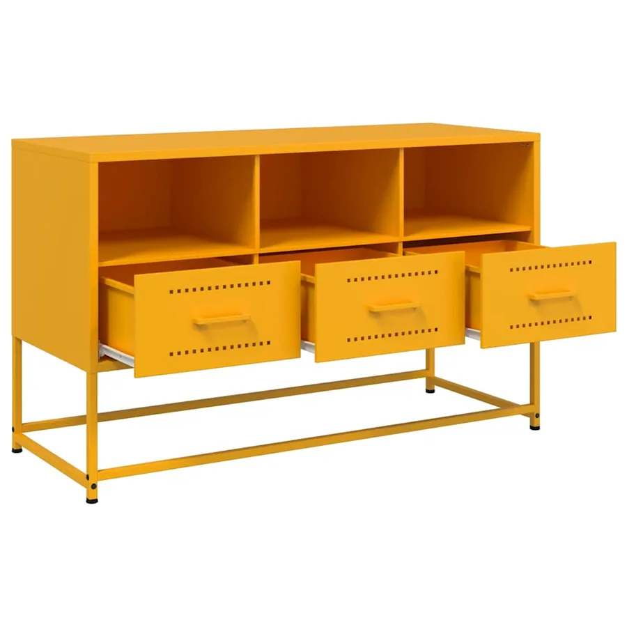 Meuble TV jaune moutarde 100,5x39x60,5 cm acier - 9