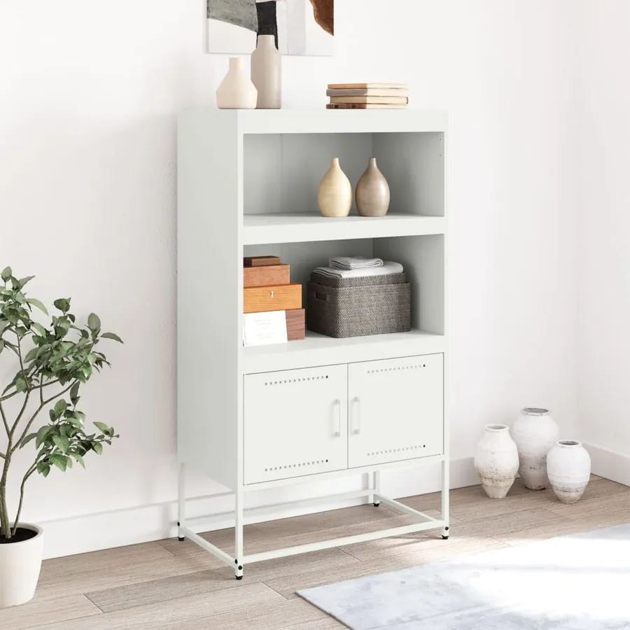 Buffet haut blanc 68,5x38,5x123,5 cm acier - 3