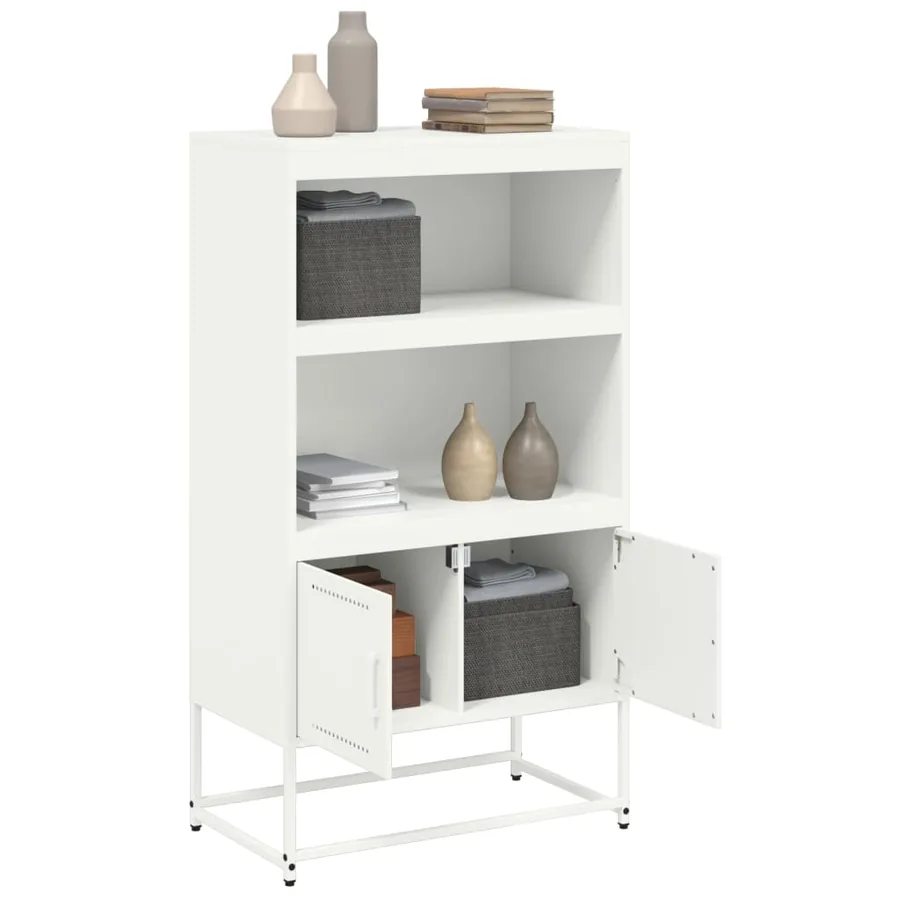 Buffet haut blanc 68,5x38,5x123,5 cm acier - 5