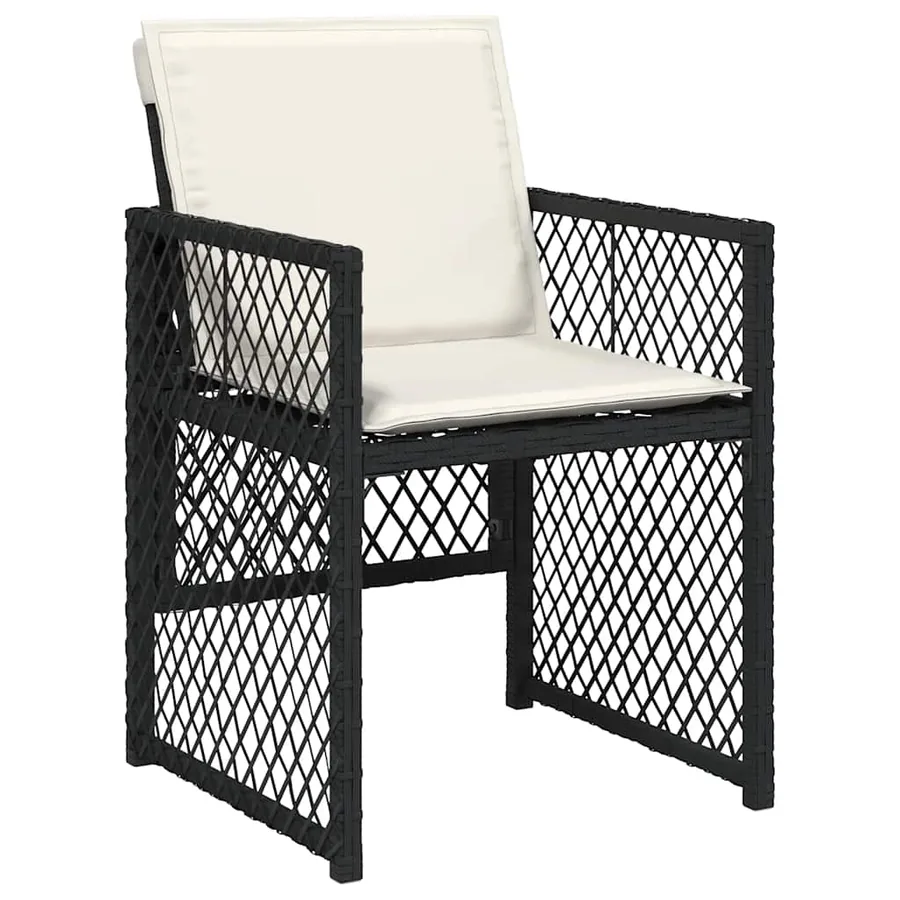 Ensemble à manger de jardin 9pcs coussins noir résine tressée - 4
