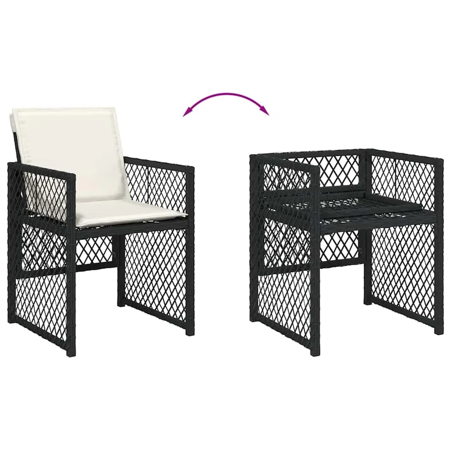 Ensemble à manger de jardin 9pcs coussins noir résine tressée - 6