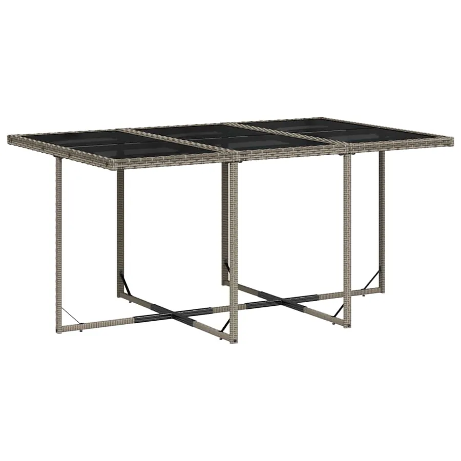 Ensemble à manger de jardin 11pcs avec coussins gris poly rotin - 4