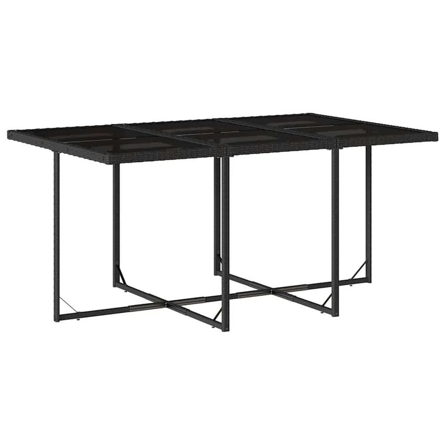 Ensemble à manger de jardin coussins 7 pcs noir résine tressée - 3