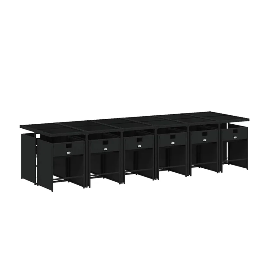 Ensemble à manger de jardin 13 pcs coussins noir résine tressée - 3