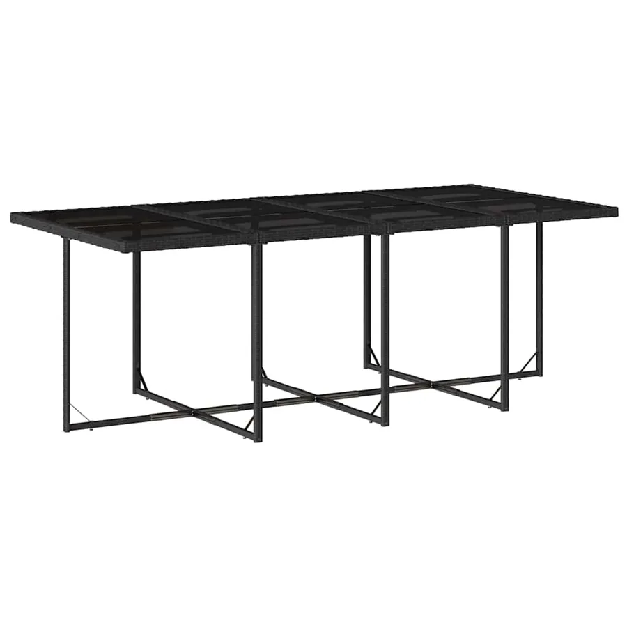 Ensemble à manger de jardin 9pcs coussins noir résine tressée - 4