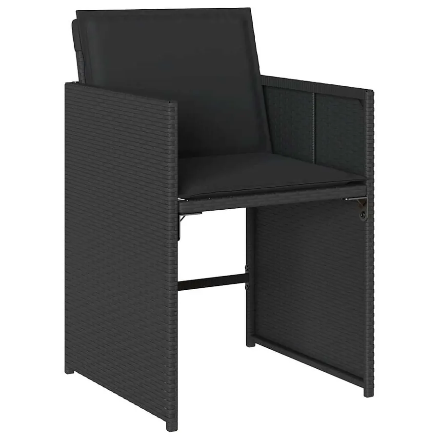 Ensemble à manger de jardin 9pcs coussins noir résine tressée - 5